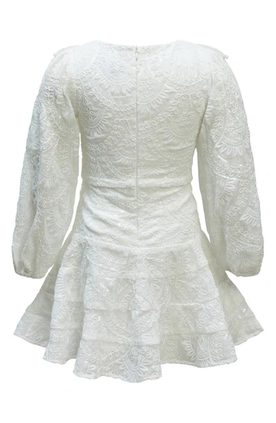 Shop Bardot Junior Kids' Loretta Sequin Embroidered Long Sleeve Chiffon Party Dress In Ivory