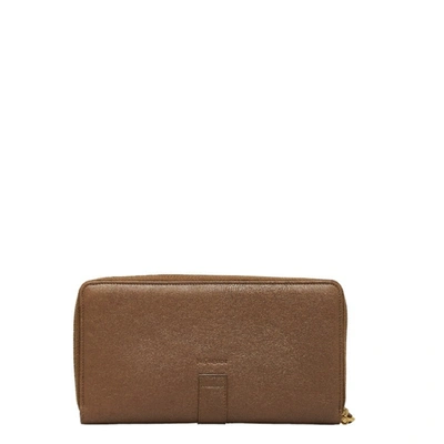 Shop Saint Laurent Y Line Brown Leather Wallet  ()