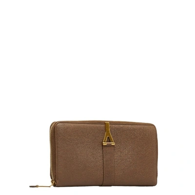 Shop Saint Laurent Y Line Brown Leather Wallet  ()