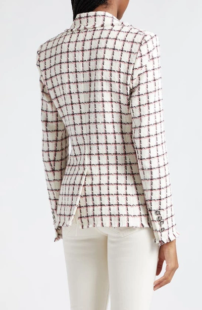 Shop Veronica Beard Taja Plaid Cotton Blend Tweed Dickey Jacket In Ecru Multi