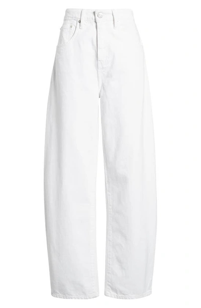 Shop Frame High Waist Barrel Jeans In White