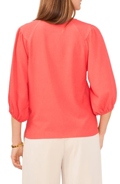Shop Vince Camuto Crinkled Puff Three-quarter Sleeve Top In Pink Allure