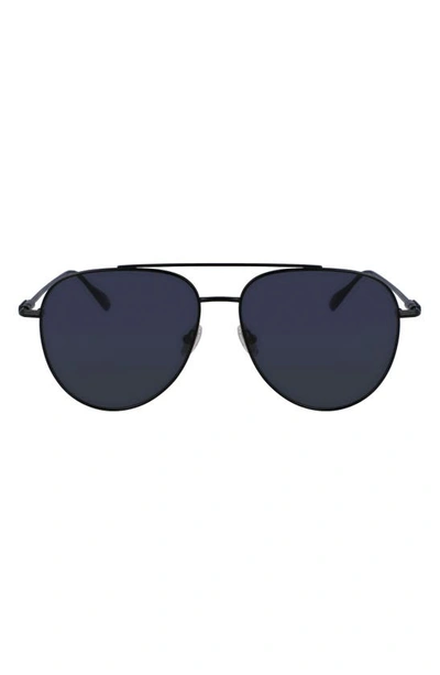 Ferragamo Men's Gancini Evolution Metal Aviator Sunglasses In Matte Black