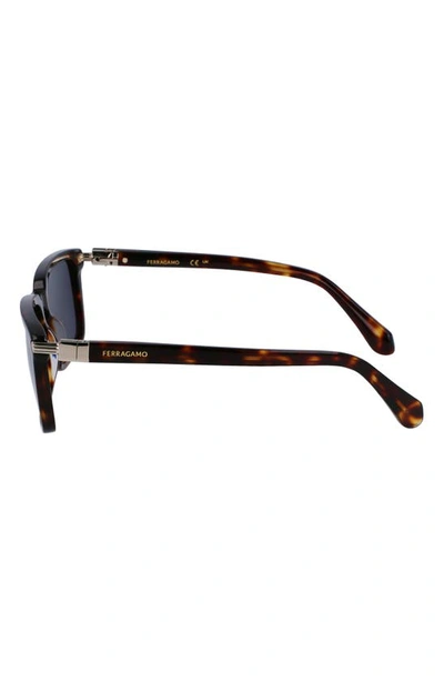 Shop Ferragamo Gancini Evolution 56mm Rectangular Sunglasses In Dark Tortoise