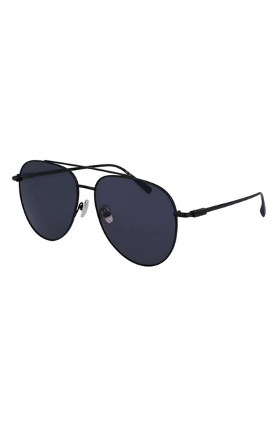 Shop Ferragamo Gancini Evolution 61mm Aviator Sunglasses In Matte Black