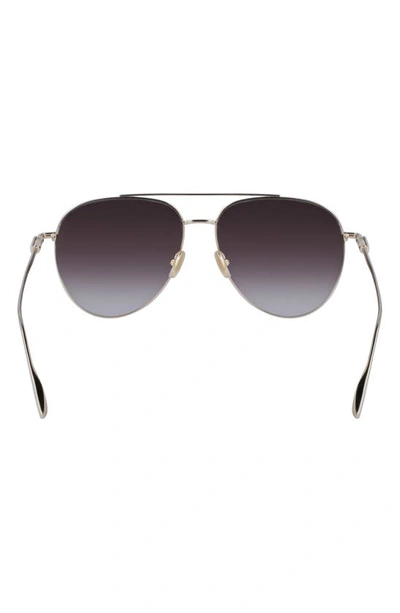 Shop Ferragamo Gancini Evolution 61mm Aviator Sunglasses In Gold/ Brown Gradient