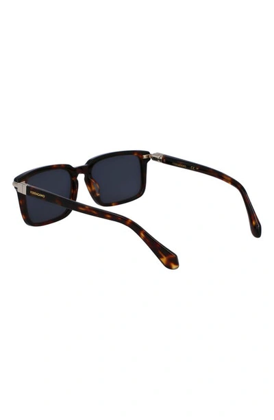 Shop Ferragamo Gancini Evolution 56mm Rectangular Sunglasses In Dark Tortoise