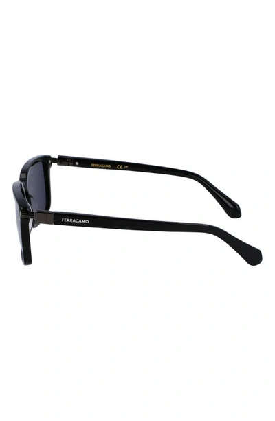 Ferragamo Men's Gancini Evolution Acetate Rectangle Sunglasses In Black