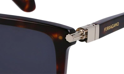 Shop Ferragamo Gancini Evolution 56mm Rectangular Sunglasses In Dark Tortoise