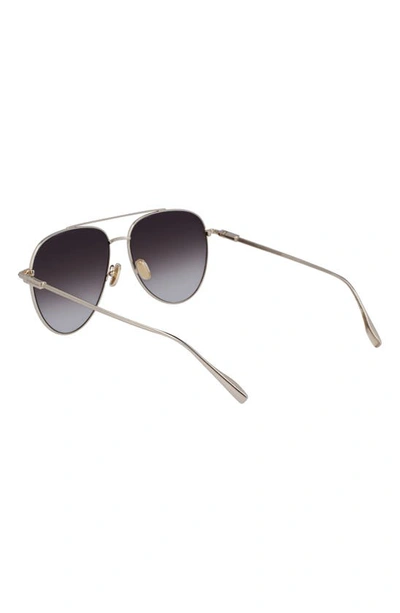 Shop Ferragamo Gancini Evolution 61mm Aviator Sunglasses In Gold/ Brown Gradient