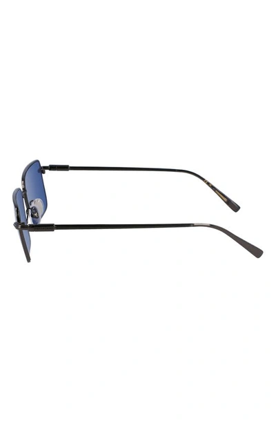 Ferragamo Men's Gancini Evolution Metal Rectangle Sunglasses In Dark Gun/ Blue