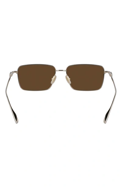 Shop Ferragamo Gancini Evolution 57mm Rectangular Sunglasses In Gold/ Brown