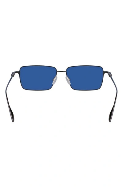 Shop Ferragamo Gancini Evolution 57mm Rectangular Sunglasses In Dark Gun/ Blue