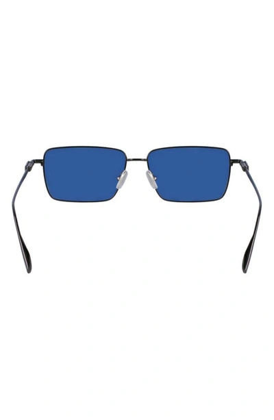 Ferragamo Men's Gancini Evolution Metal Rectangle Sunglasses In Dark Gun/ Blue