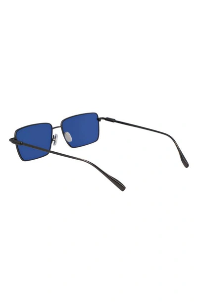 Shop Ferragamo Gancini Evolution 57mm Rectangular Sunglasses In Dark Gun/ Blue