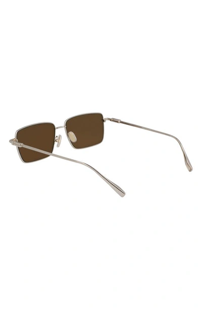 Shop Ferragamo Gancini Evolution 57mm Rectangular Sunglasses In Gold/ Brown