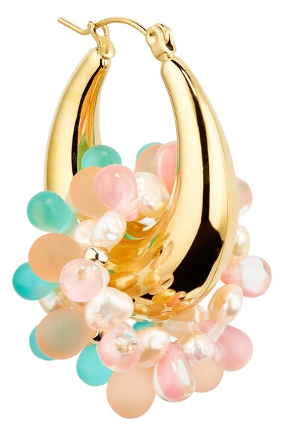 Shop Isshi Reef Beaded Chain Hoop Earrings In Anemone