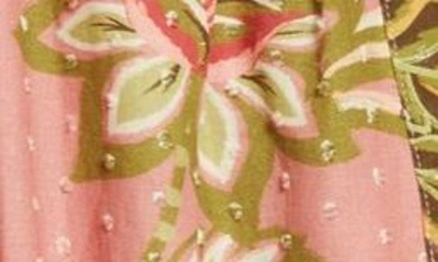 Shop Farm Rio Aura Floral Print Long Sleeve Minidress In Pink