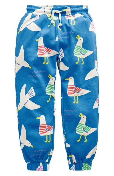 Shop Mini Boden Kids' Seagull Print Cotton Fleece Joggers In Directoire Blue Seagulls