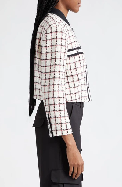 Shop Veronica Beard Ellicot Tweed Crop Jacket In Ecru Multi