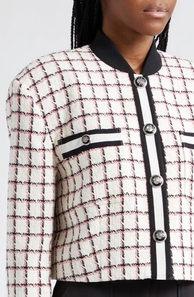 Shop Veronica Beard Ellicot Tweed Crop Jacket In Ecru Multi