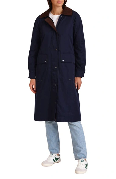 Shop Avec Les Filles Twill Utility Raincoat In Navy