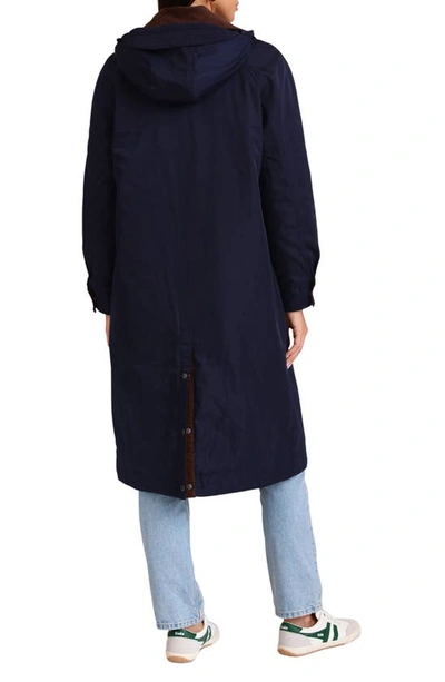 Shop Avec Les Filles Twill Utility Raincoat In Navy