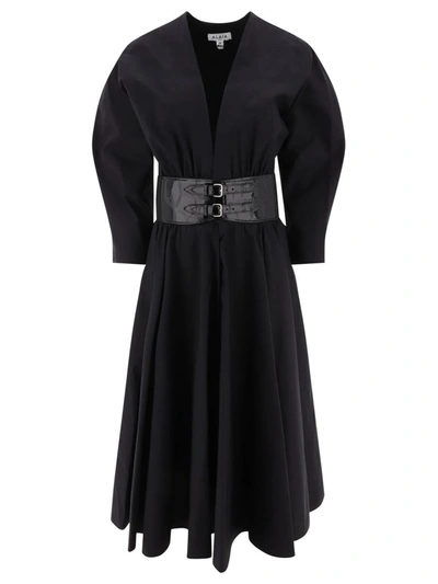 Shop Alaïa Poplin Cross Belt Dress In Black