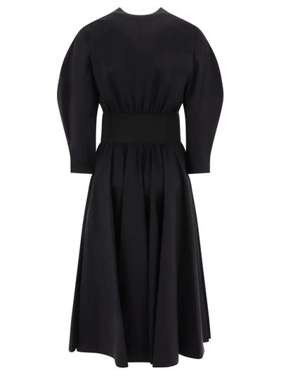 Shop Alaïa Poplin Cross Belt Dress In Black