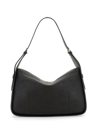 Shop Mcm Hobo Bag With Flap "aren" In Black