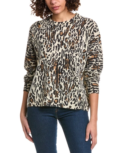 Shop Minnie Rose Leopard Oversized Cashmere Sweater In Brown