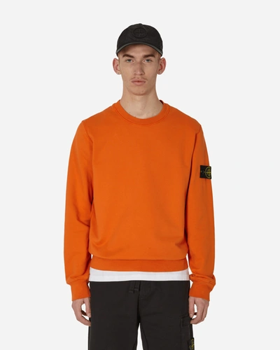 Shop Stone Island Garment Dyed Crewneck Sweatshirt In Orange