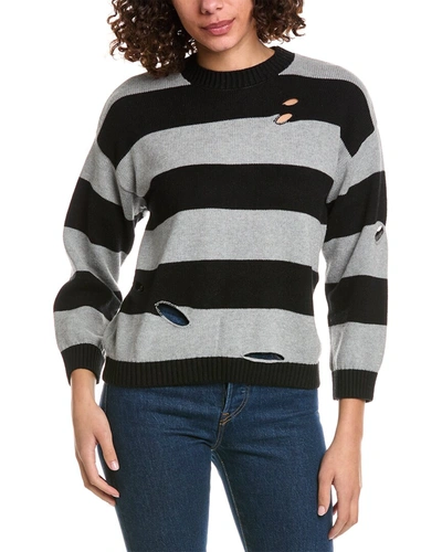 Shop Minnie Rose Striped Cutout Cashmere-blend Sweater In Black