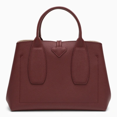 Shop Longchamp Roseau M Plum Leather Bag