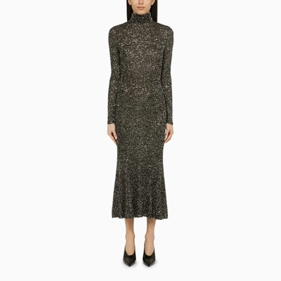 Shop Balenciaga And Silver Dress With Sequins In Black