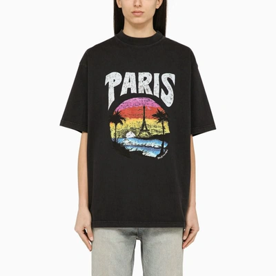 Shop Balenciaga Crew-neck T-shirt With Print In Black