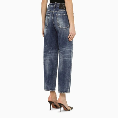 Shop Dsquared2 Navy Washed Jeans With Wear In Blue