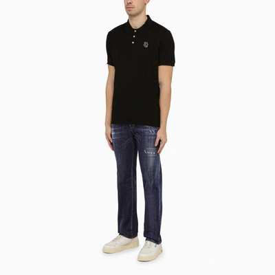 Shop Dsquared2 Short-sleeved Polo Shirt With Logo Embroidery In Black