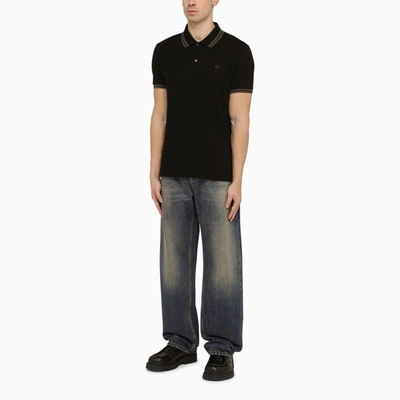Shop Etro Short-sleeved Polo Shirt With Logo Embroidery In Black