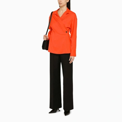 Shop Ferragamo Shirt With Asymmetrical Closure Orange In Brown