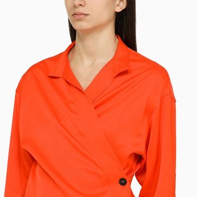 Shop Ferragamo Shirt With Asymmetrical Closure Orange In Brown