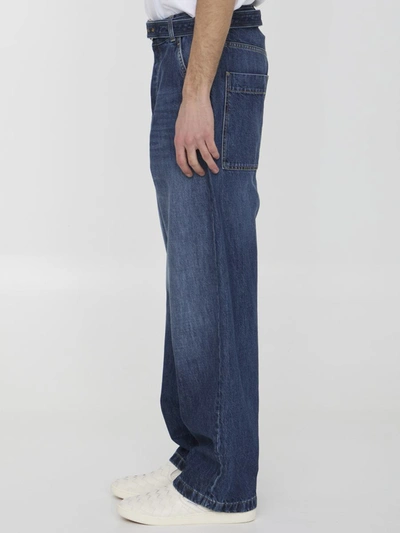 Shop Bottega Veneta Jeans With Belt In Blue