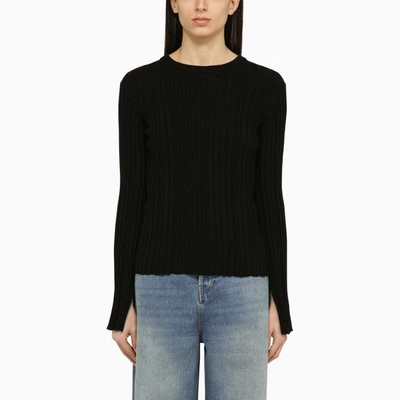 Shop Loulou Studio Blend Crew-neck Sweater In Black