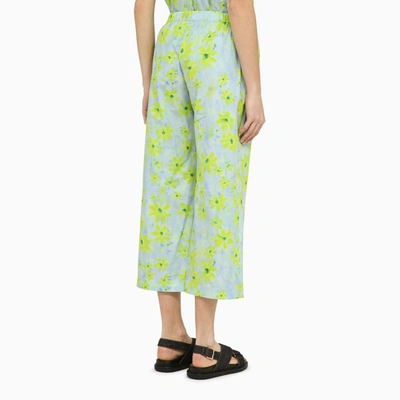 Shop Marni Light Blue/green Cropped Trousers