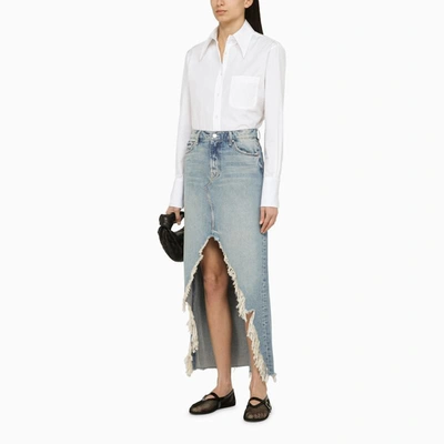 Mother Long Skirt The Ditcher Maxi Super Fray In Blue