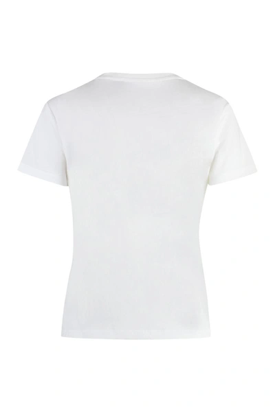 Shop Pinko Quentin Decorative Inserts Crew-neck T-shirt In White