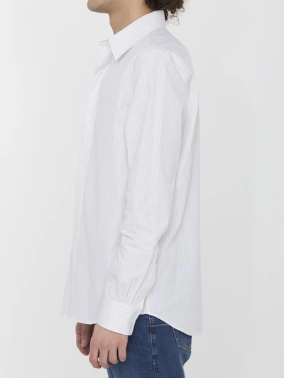 Shop Bottega Veneta Pinstriped Cotton Shirt In White