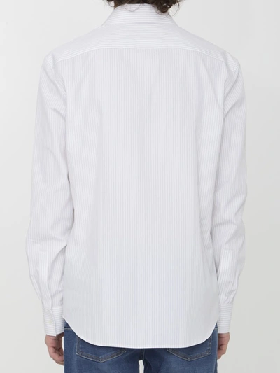 Shop Bottega Veneta Pinstriped Cotton Shirt In White