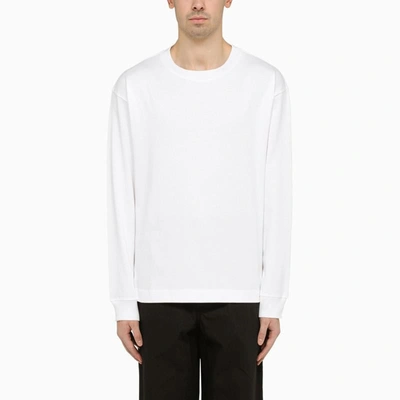 Shop Studio Nicholson Crewneck Long Sleeves T-shirt In White