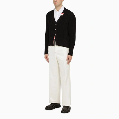 Shop Thom Browne Straight Trousers In White